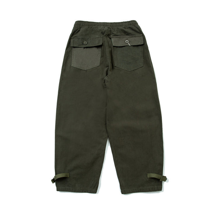 Men's Loose Fit Utility Cargo Pants with Drawstring Waist and Adjustable Leg Straps Mune Fashion