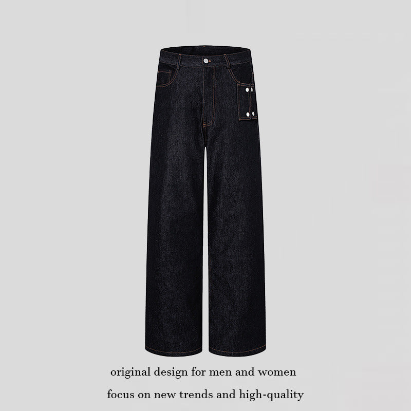 Women High-Waisted Wide-Leg Jeans with Utility Pocket Mune Fashion