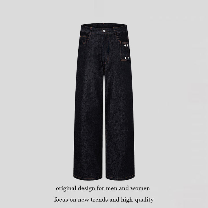 Women High-Waisted Wide-Leg Jeans with Utility Pocket Mune Fashion