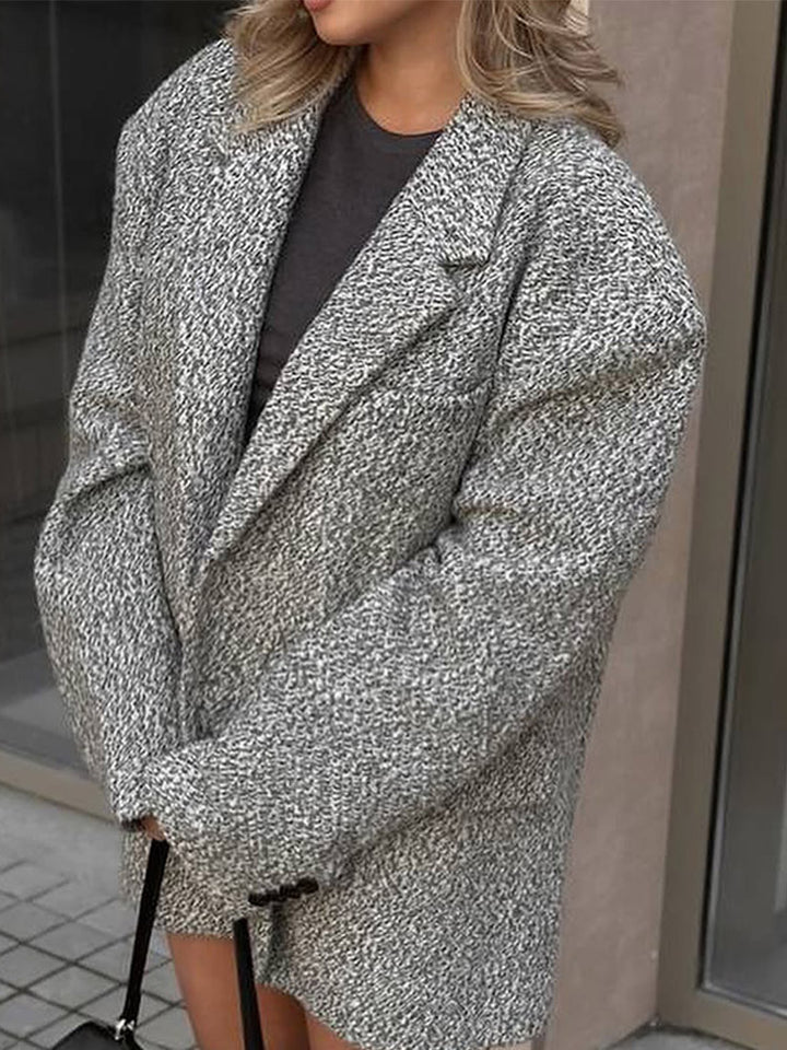 Women's Oversize Wool Blend Blazer in Boucle Look with Boxy Silhouette Mune Fashion