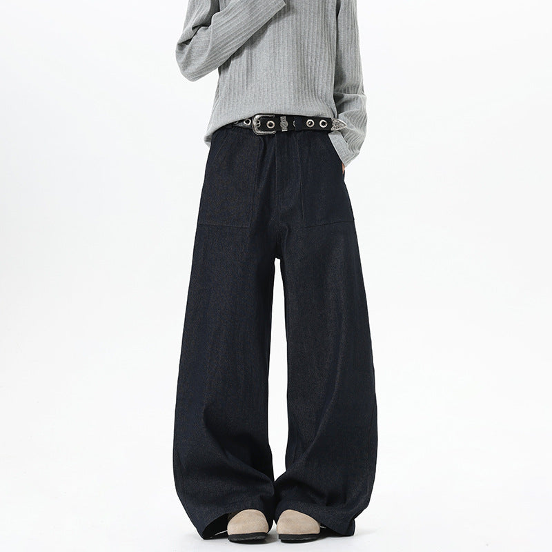 Women's Wide High Waist Denim Pants with Extra Wide Leg and Patch Front Pockets Mune Fashion