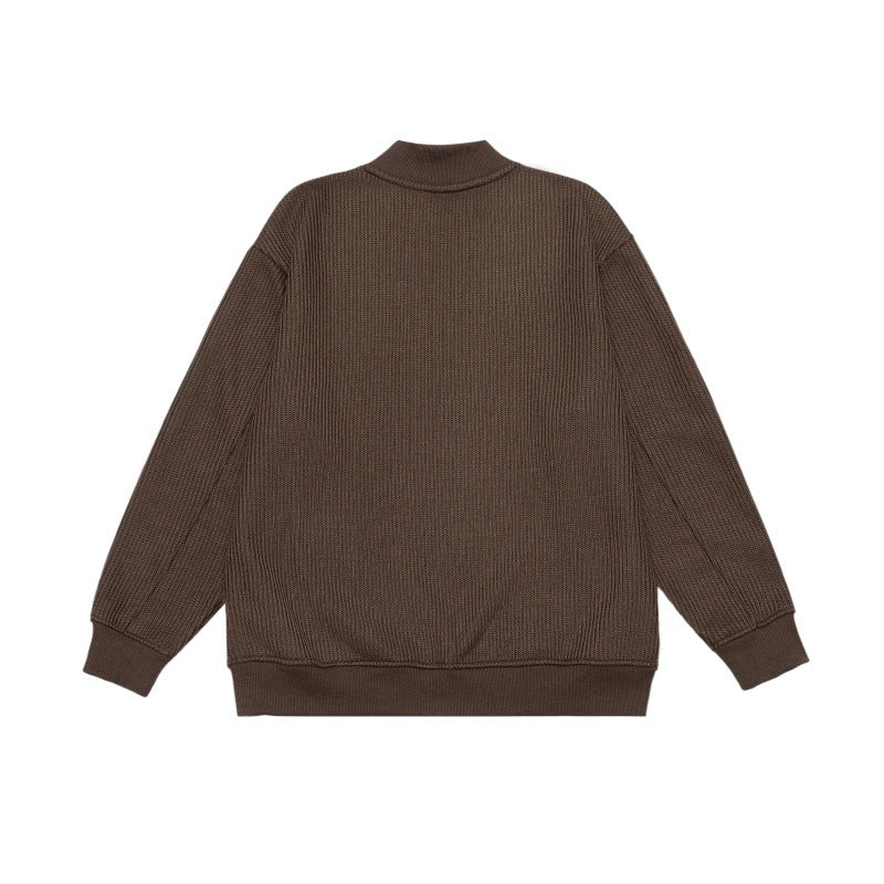 Unisex Fine Structured Mockneck Sweatshirt with Half Zip and Integrated Placket Mune Fashion
