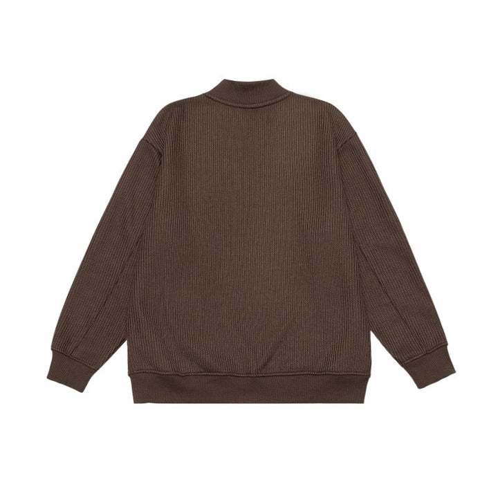 Unisex Fine Structured Mockneck Sweatshirt with Half Zip and Integrated Placket Mune Fashion