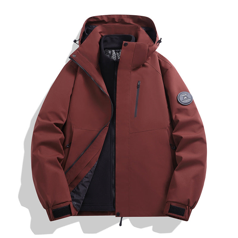 Men's softshell performance jacket with removable hood, concealed full-length zipper, and ergonomic cut Mune Fashion