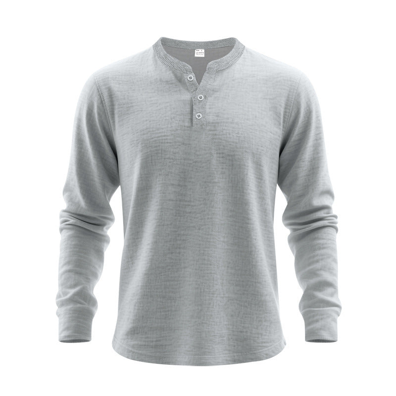 Men's Nano Structured Henley Long Sleeve Shirt with Thermal Waffle Texture, Ribbed Stand Collar and Body Friendly Cut Mune Fashion