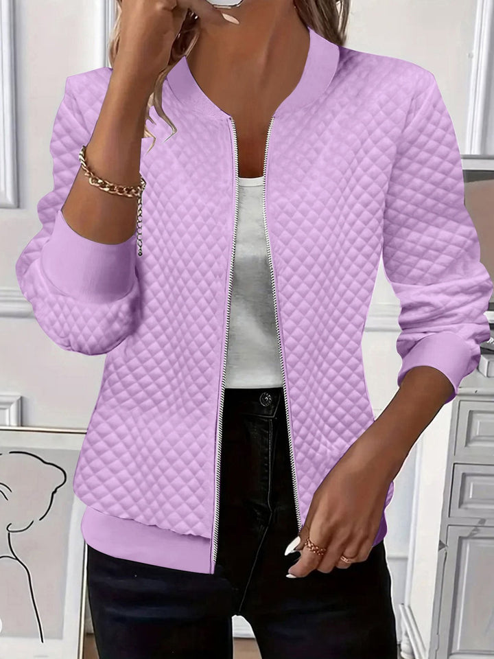 Ladies quilted bomber jacket with zipper and ribbed cuffs Mune Fashion