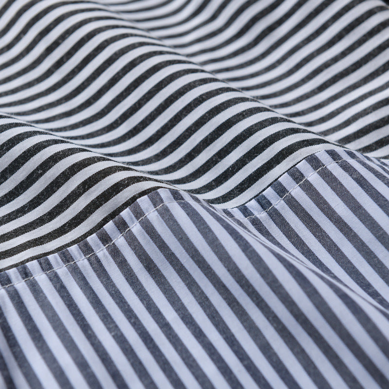 Men's Striped Patchwork Shirt with Chest Patch and Relaxed Fit Mune Fashion