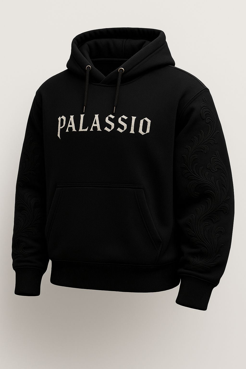 Unisex nan Premium Hoodie with tonal relief embroidery on the sleeves, double hood and kangaroo pocket Mune Fashion