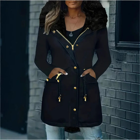 Women’s Winter Parka with Detachable Fur Collar Mune