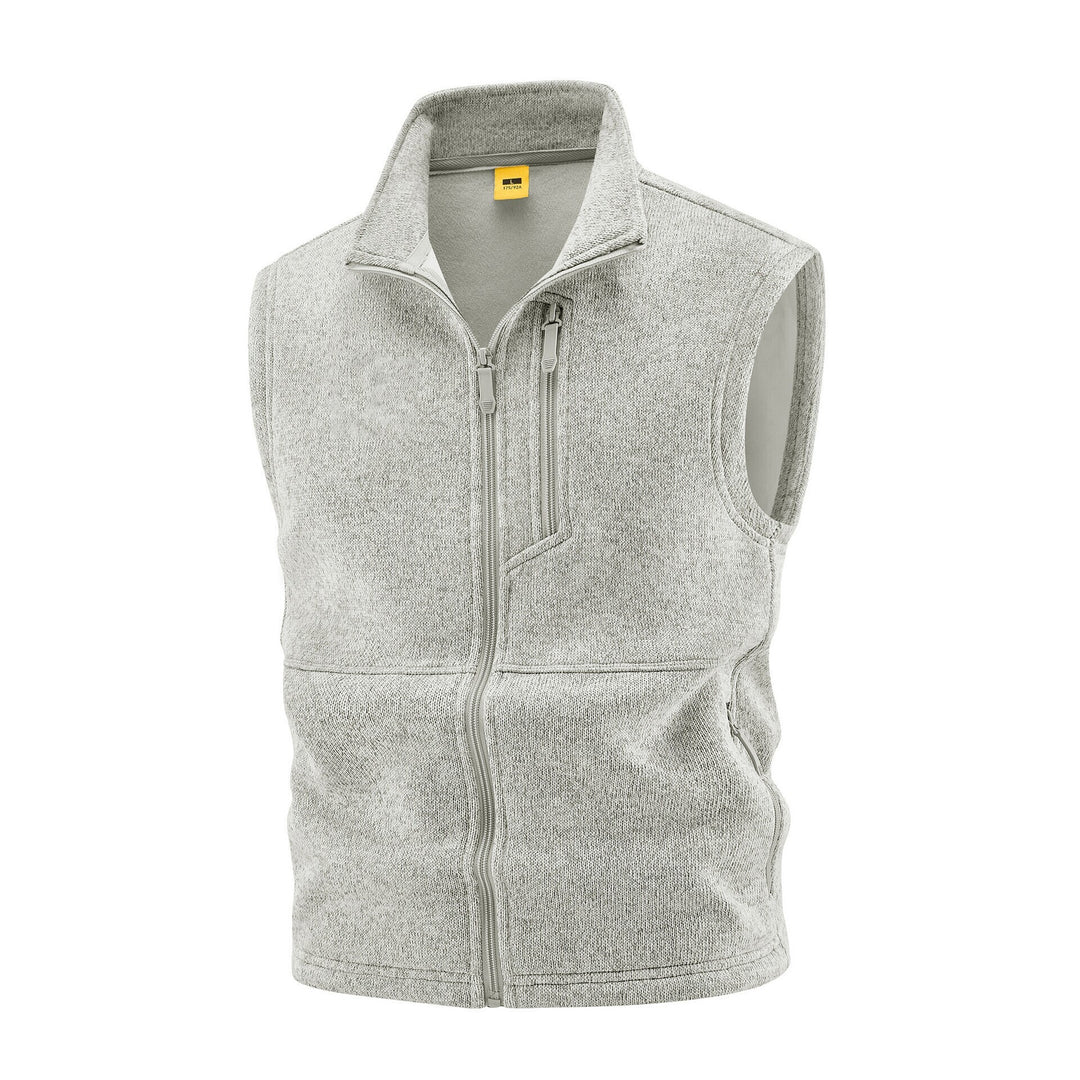 Men's fleece vest with high stand collar, chest zipper and side pockets Mune Fashion