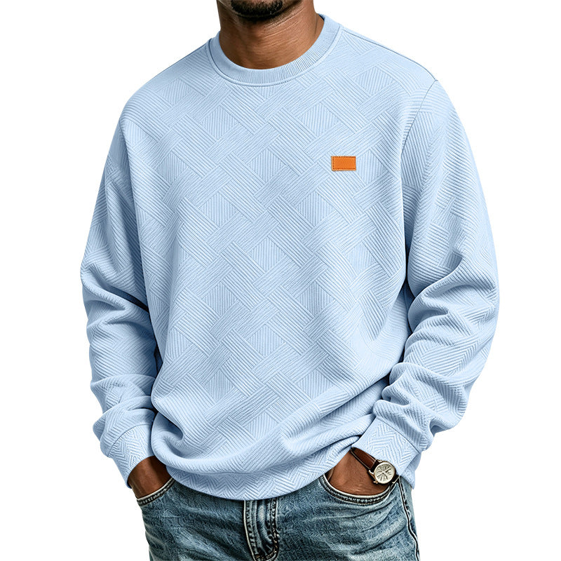 Men's textured crew neck sweatshirt made of fine knit with woven structure Mune Fashion