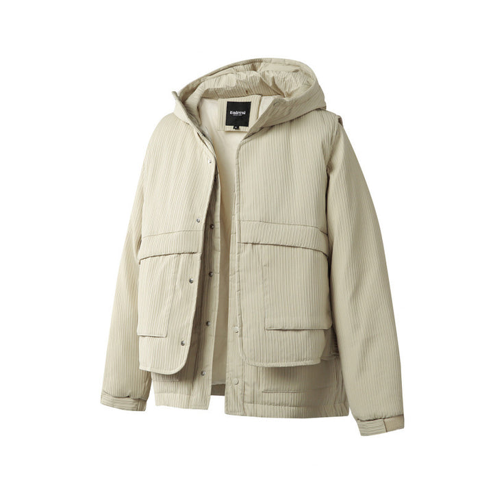 Unisex Padded Hooded Jacket with Removable Vest Insert and Ribbed Texture Mune Fashion