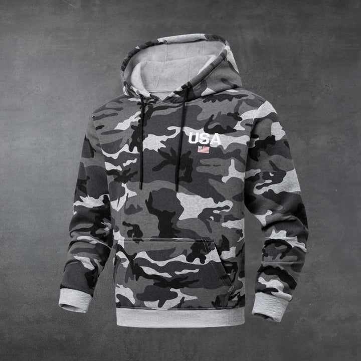 Men's Hooded Sweatshirt in Camouflage Design Mune Fashion