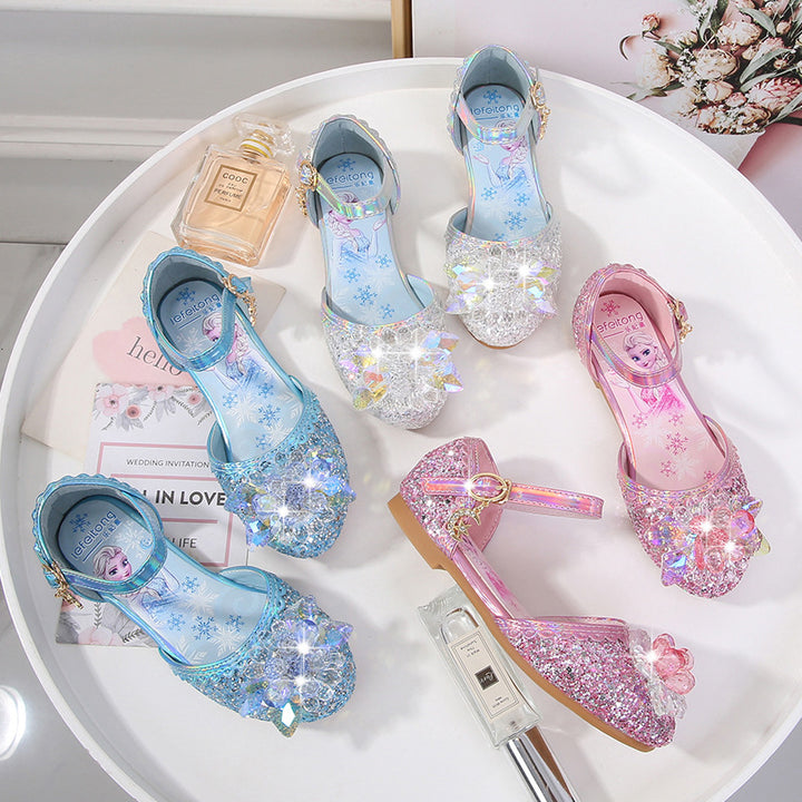 Girls Glittering Ballerinas with Floral Applications Mune Fashion
