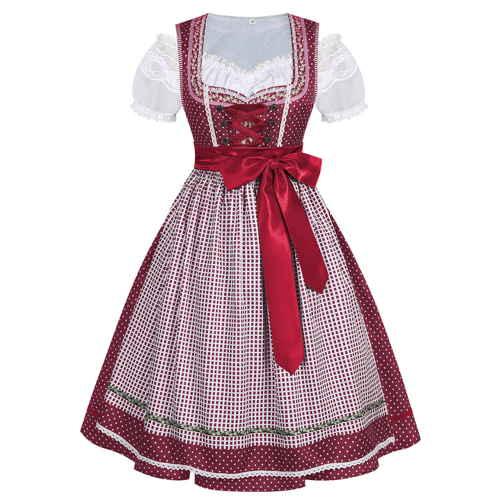 Women's traditional Trachten Dirndl with laced corsage, lace sleeves and flared circle skirt Mune Fashion