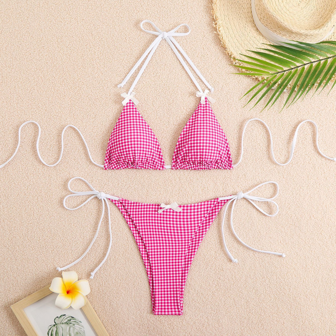 Women's triangle bikini with playful checkered pattern Mune Fashion
