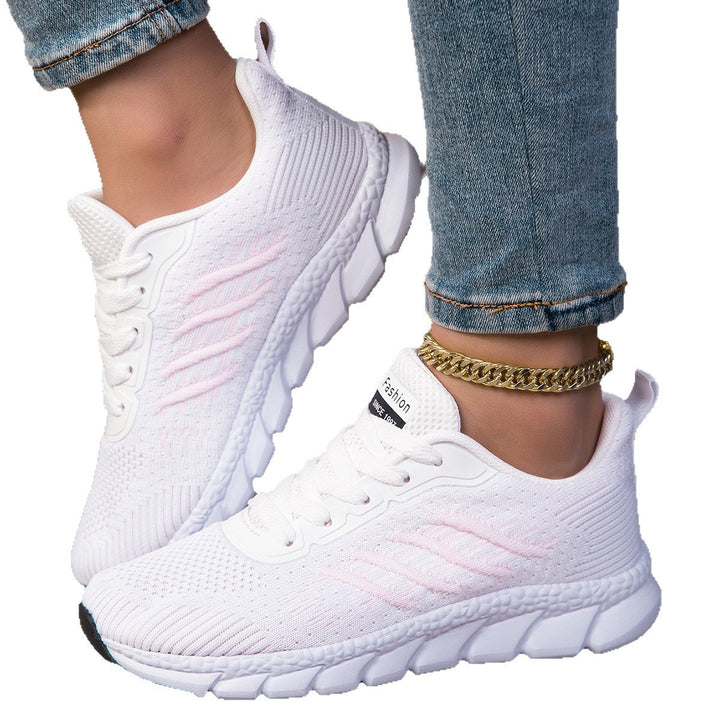 Women's knitted slip-on sneakers with elastic shaft, decorative lacing, and segmented cushioning sole Mune Fashion