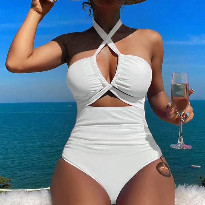 Ladies High-cut Monokini with sophisticated cross-design Mune Fashion