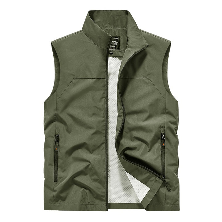 Men's Breathable Utility Vest with Mesh Lining, wind & water repellent exterior & zippered pockets Mune Fashion