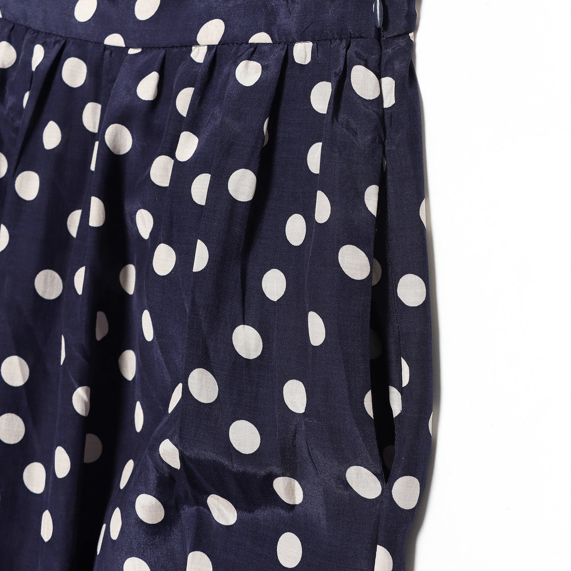 Women's Wide High Waist Pants with Polka Dots, Balloon Legs and Drawstring Tunnel at the Ankle Mune Fashion