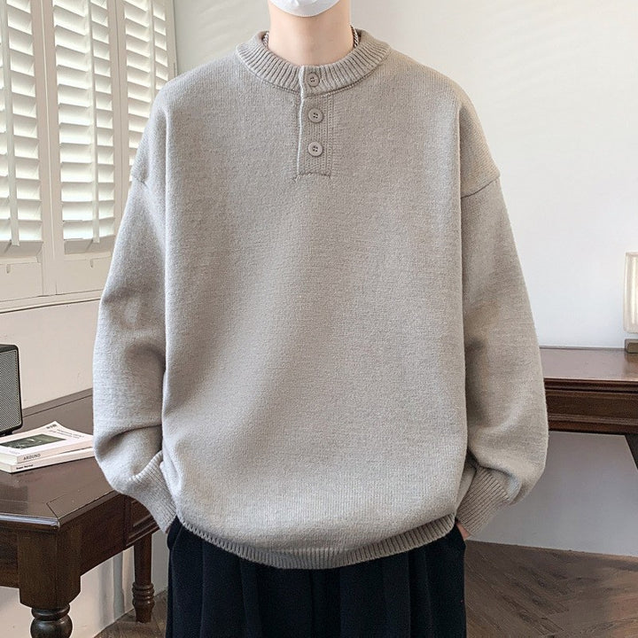 Men's Comfortable Knit Sweater with Button Placket Mune Fashion 1787799372