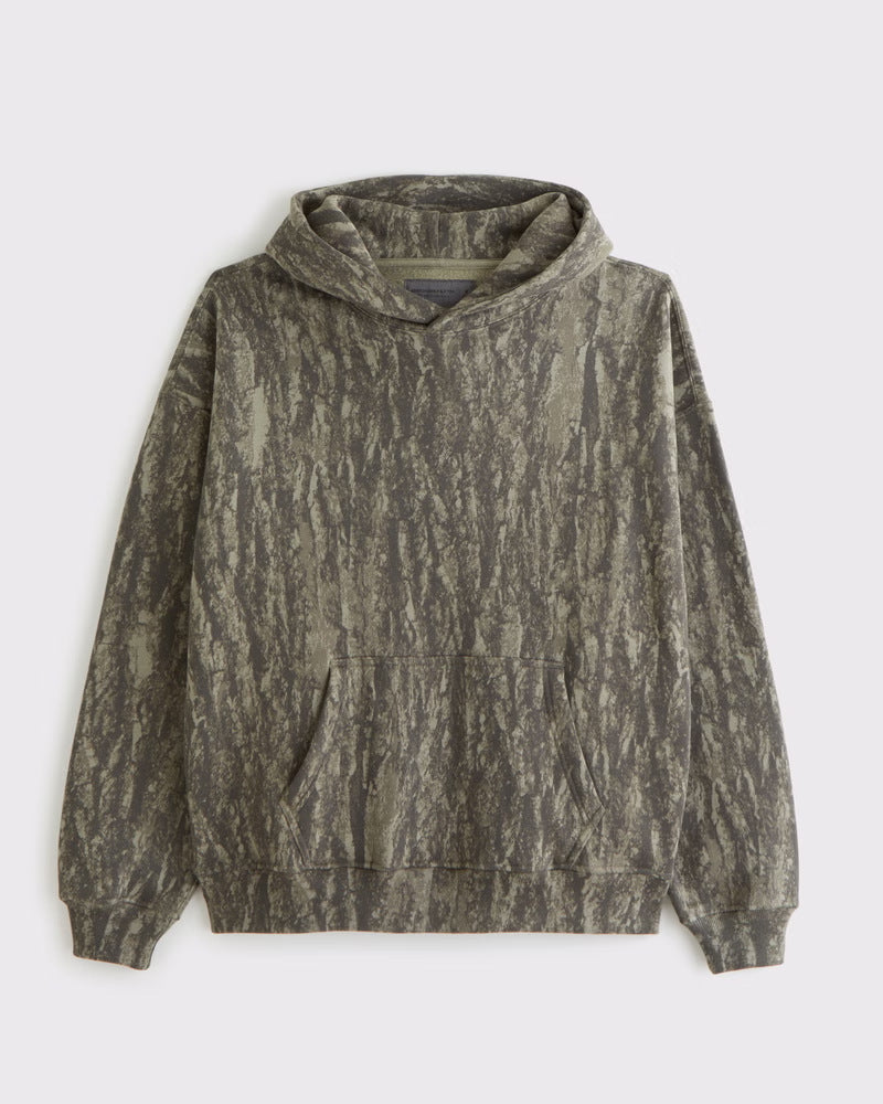 Unisex loose-fit hoodie sweatshirt with subtle leaf texture, double hood without drawstring and kangaroo pocket Mune Fashion