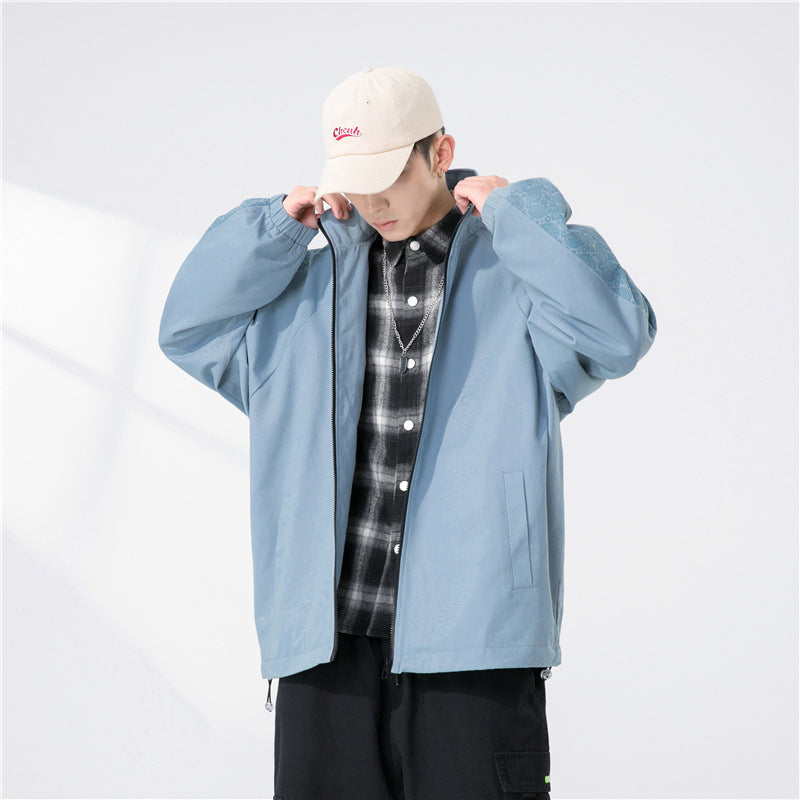 Men's Oversize Transitional Jacket with Raglan Sleeves, Stand Collar, and Elastic Cuffs Mune Fashion