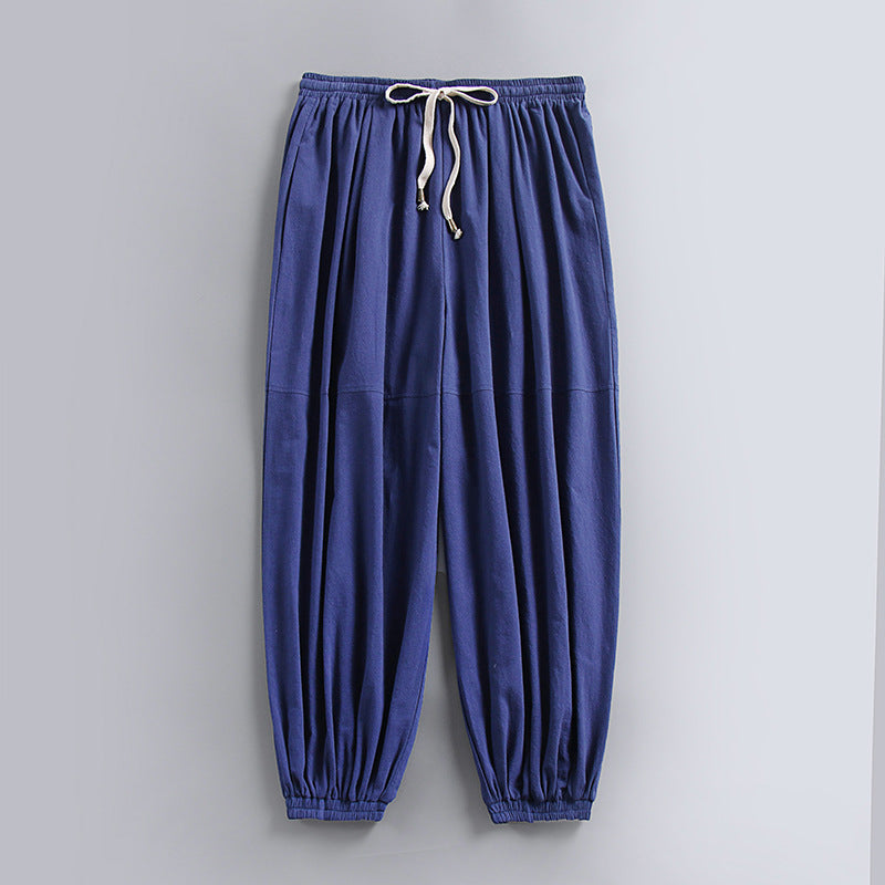 Women's Airy Harem Pants with Drawstring Waist and Elastic Ankle Cuffs Mune Fashion