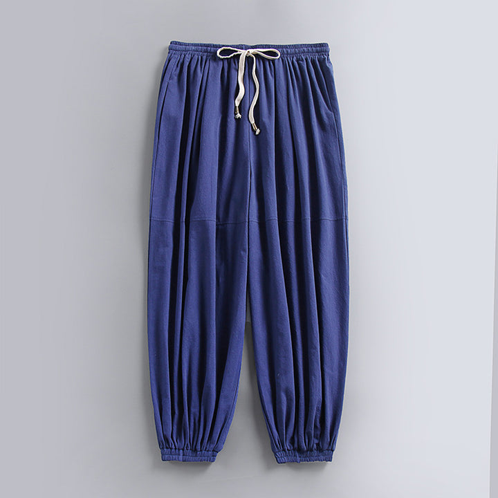 Women's Airy Harem Pants with Drawstring Waist and Elastic Ankle Cuffs Mune Fashion