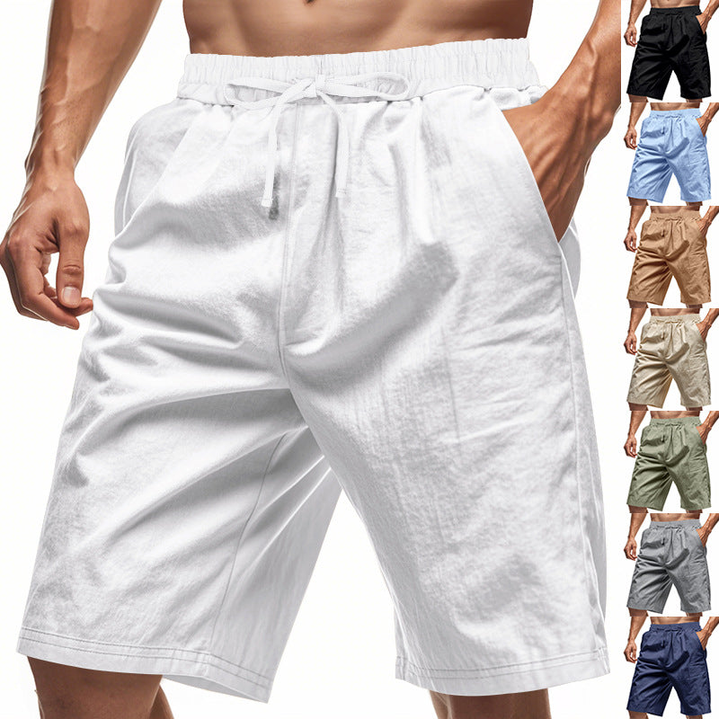 Men's casual bermuda shorts made of cotton blend with elastic waistband, drawstring, and side pockets Mune Fashion