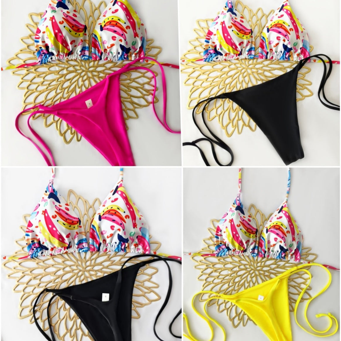 Women's bikini set with colorful fruit pattern and side knot Mune Fashion