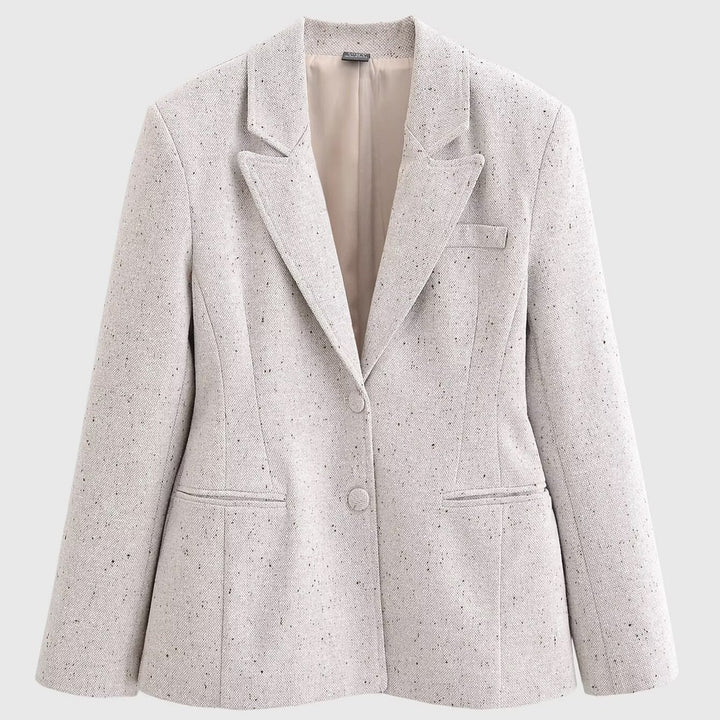 Women Tailored Bouclé Blazer with Princess Seams and Hidden Button Placket Mune Fashion