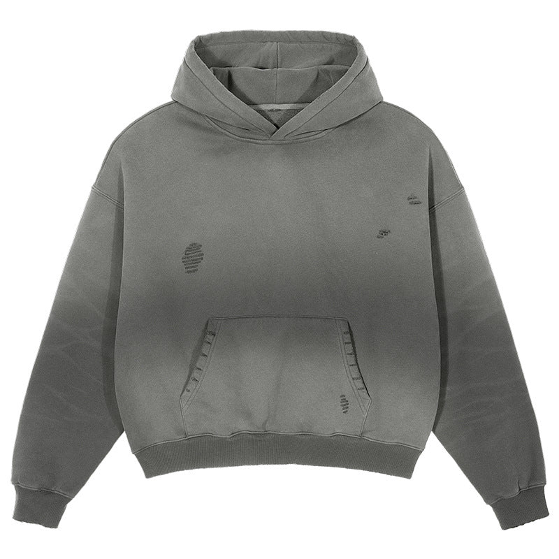 Men's Oversized Hoodie in Used Look with Kangaroo Pocket and Destroy Details Mune Fashion
