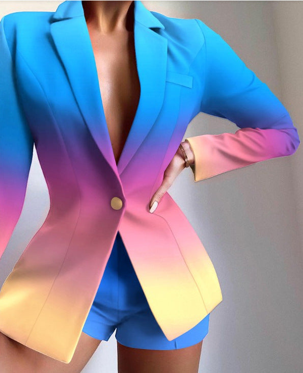Women's tailored zebra print long blazer with emphasized waist and single-button Mune Fashion