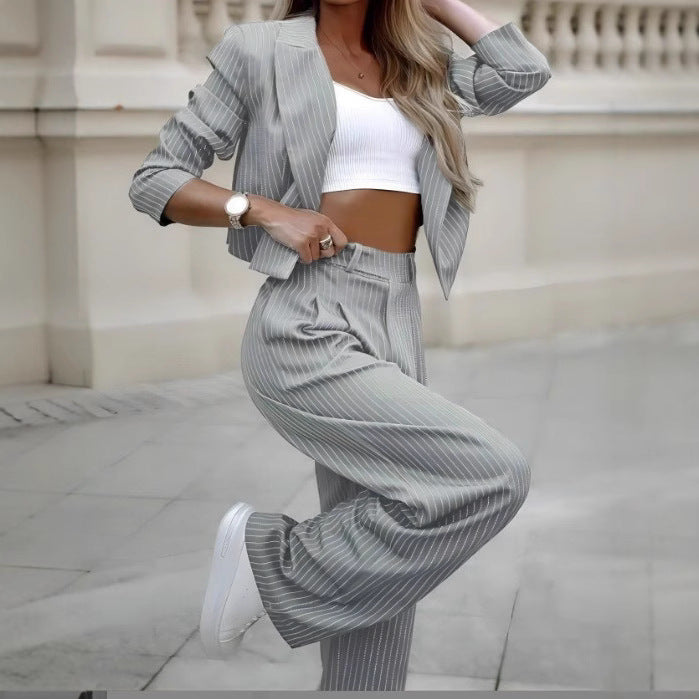 Ladies stylish business outfit with marginal stripe pattern Mune Fashion