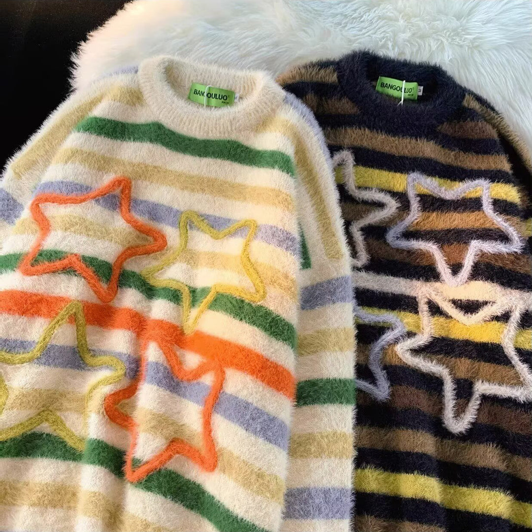 Women's Comfortable Knit Sweater with Star Motif Mune Fashion