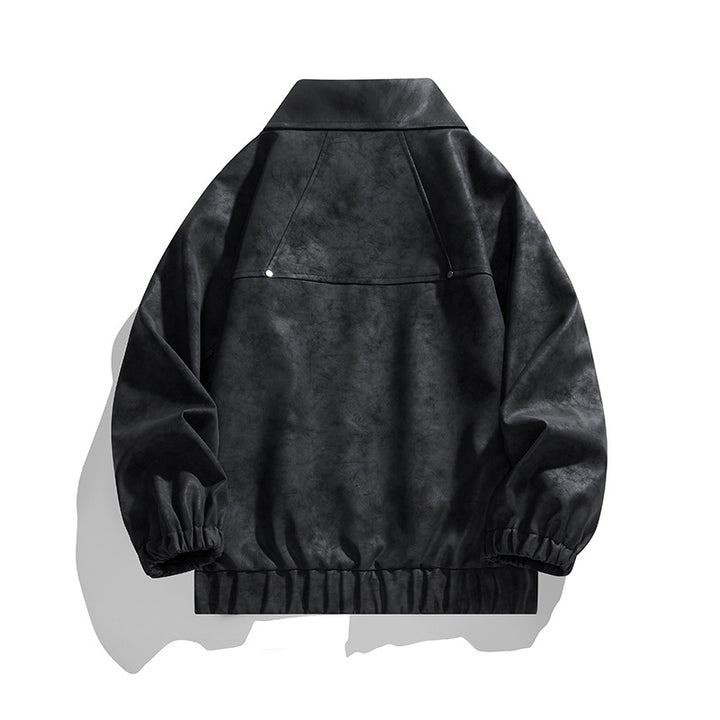 Men's faux velvet bomber jacket in oversized boxy cut with two-way zipper & elastic hem Mune Fashion