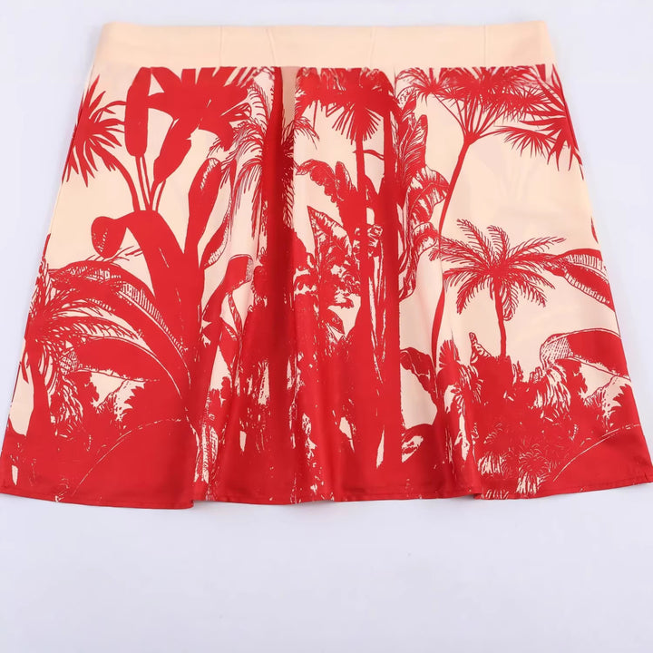 Women's midi dress in kimono style with wide bell sleeves and tropical palm print Mune Fashion