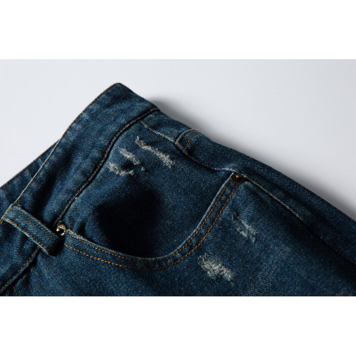 Men's Wide Highwaist Baggy Jeans with Used Wash and Five Pocket Details Mune Fashion
