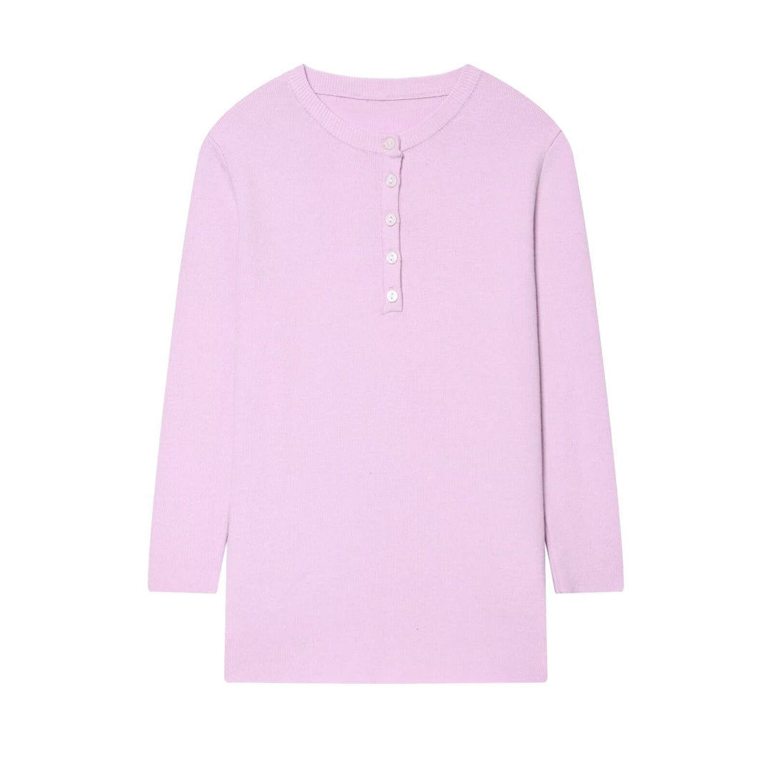 Women Striped Ribbed Henley Shirt with Button Placket and Slim Fit Mune Fashion