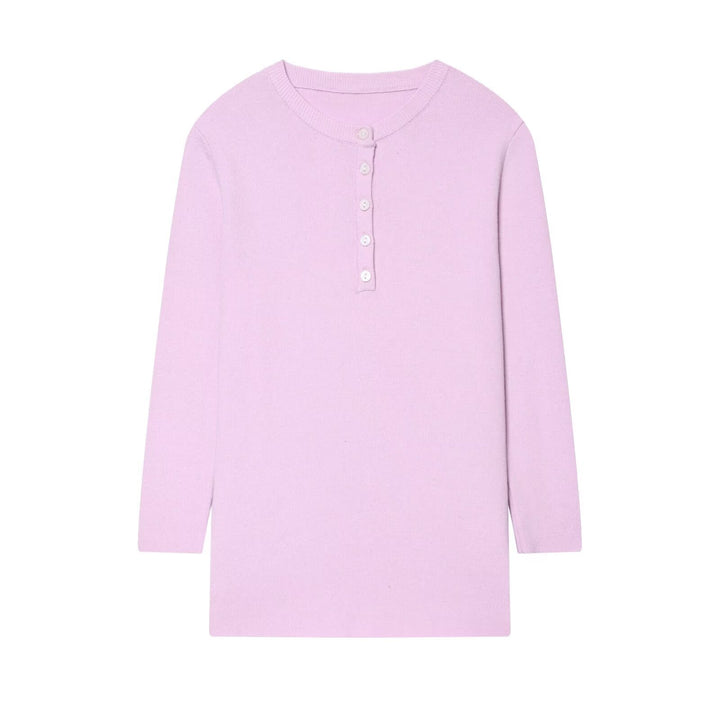 Women Striped Ribbed Henley Shirt with Button Placket and Slim Fit Mune Fashion