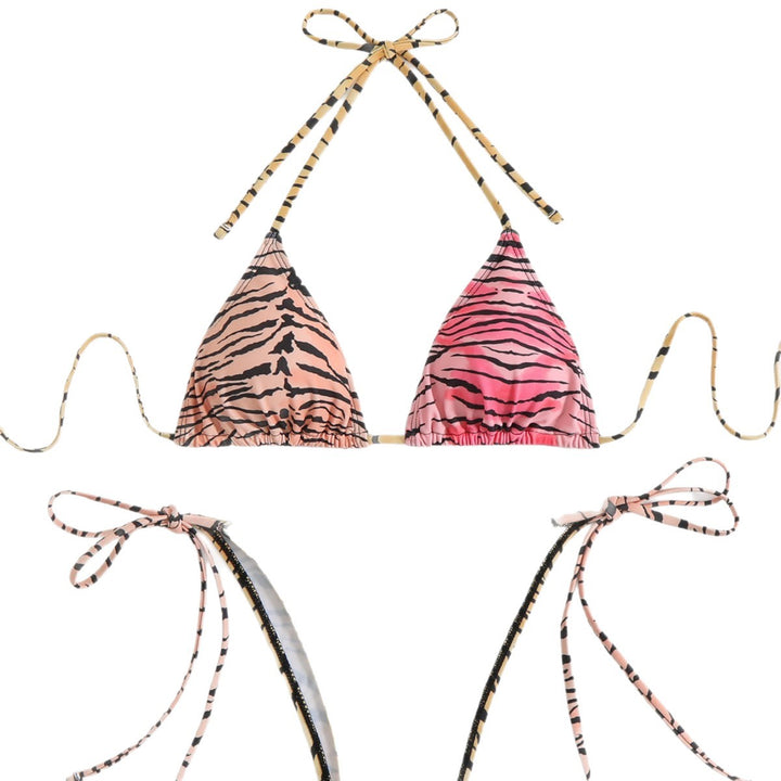 Women's triangle bikini with adjustable straps and fashionable animal print Mune Fashion