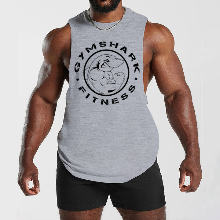 Men's sleeveless muscle shirt with extra deep arm openings and large logo print Mune Fashion