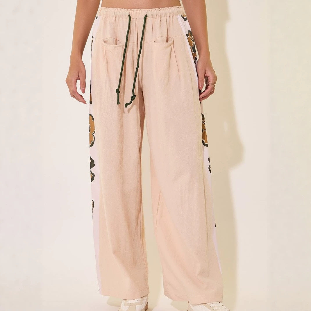 Women's Fashion Summer Pants with Floral Pattern
