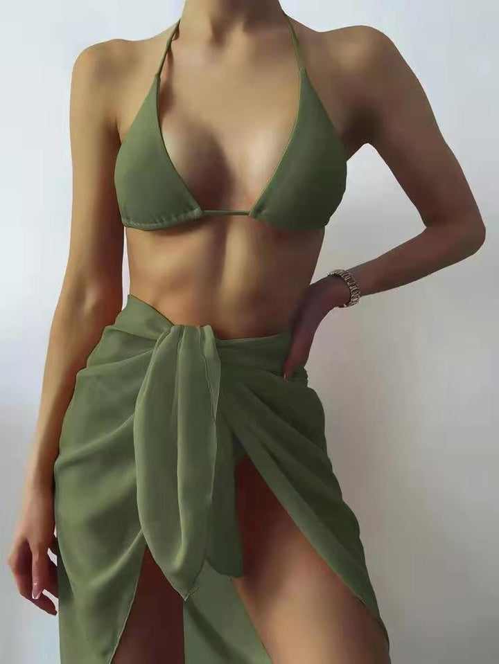 Women's Triangle Bikini with Sexy Wrap Skirt Mune Fashion