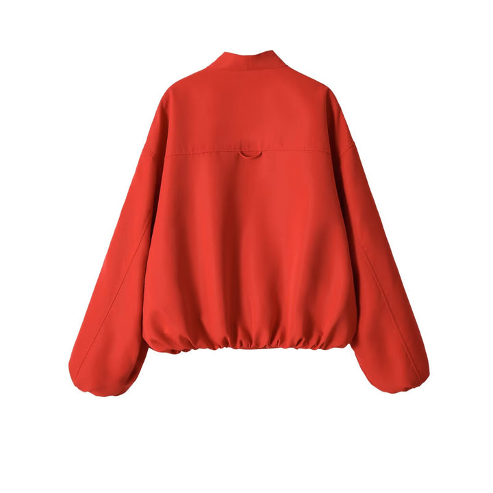 Women's Oversize Bomber Jacket with Raglan Sleeves and Elastic Hem Mune Fashion