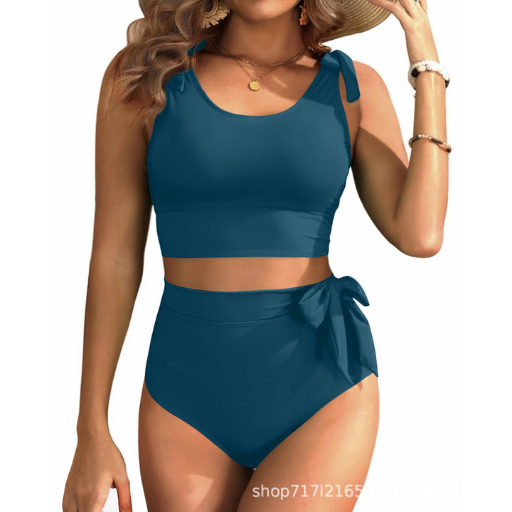 Women's High-Waisted Bikini Set with Knot-Decorated Top Mune Fashion