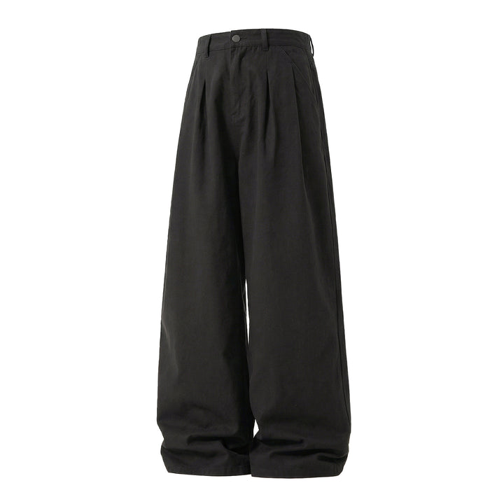 Women Wide High-Waist Pleated Pants with Wide Leg and Side Pockets Mune Fashion