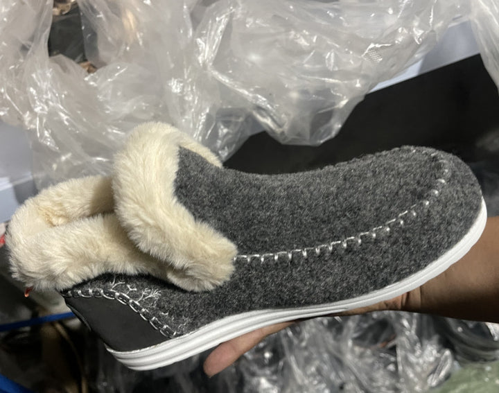 Women Lined Felt Mules with Teddy Lining and Ergonomic Rubber Sole Mune Fashion