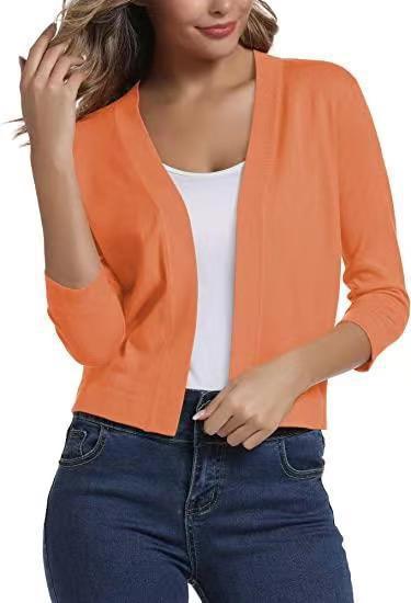 Women’s open short cardigan with three-quarter sleeves and elastic hem Mune Fashion